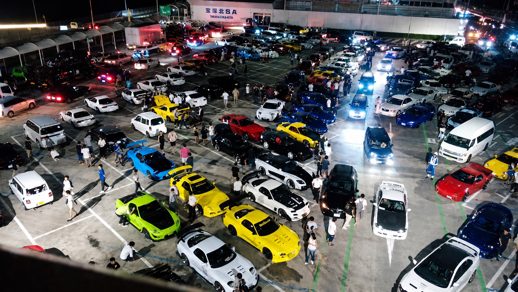 Umihotaru Parking Area at night